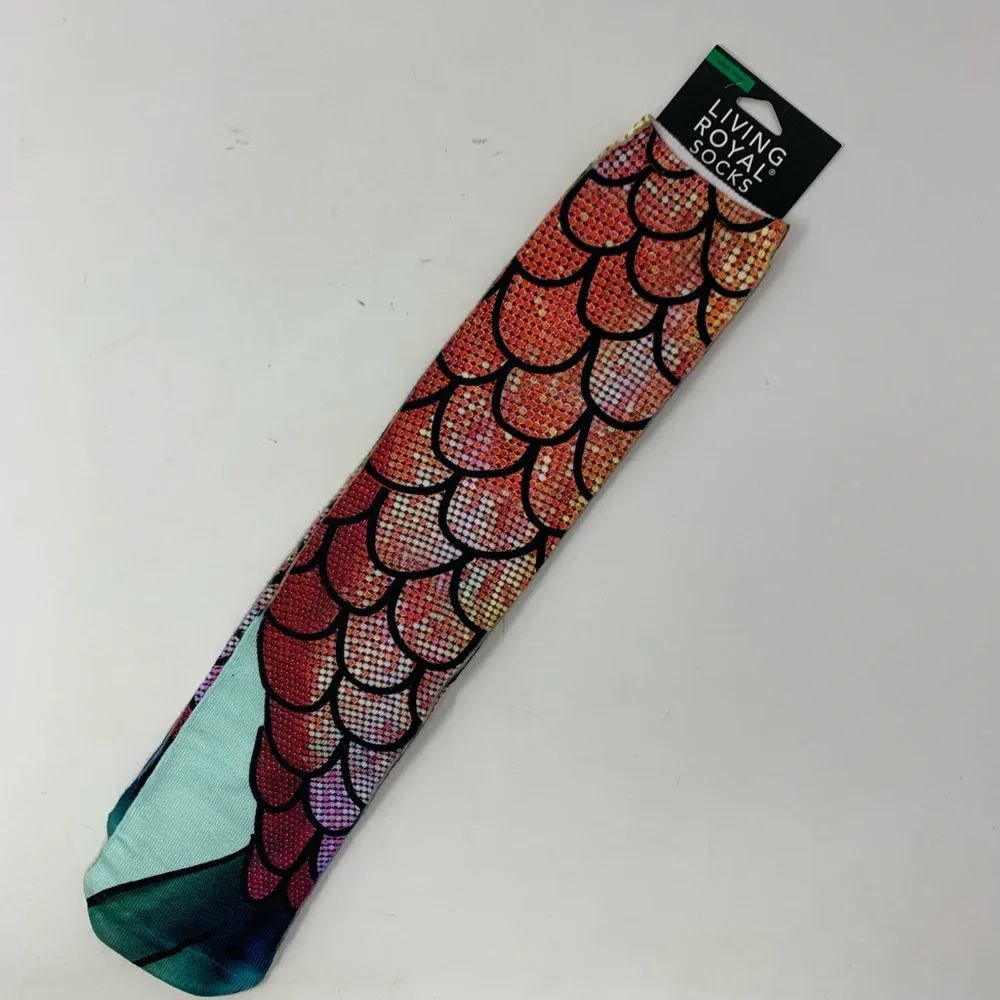 Living Royal Mermaid Unisex Knee High Socks Rainbow New One Size Q1